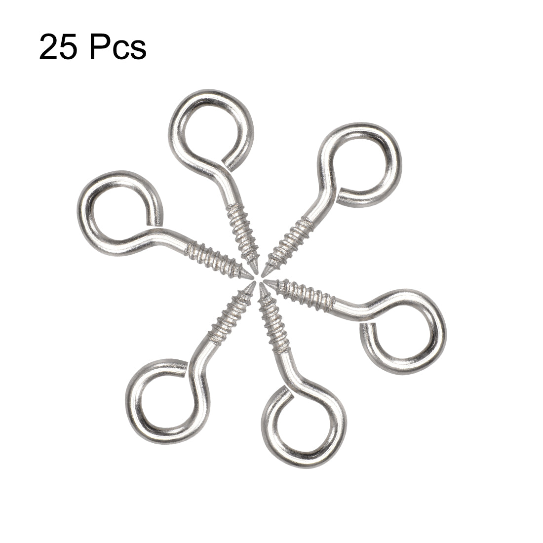 Harfington Small Screw Eye Hooks Self Tapping Screws Carbon Steel Screw-in Hanger Eye-Shape  Hooks 25pcs