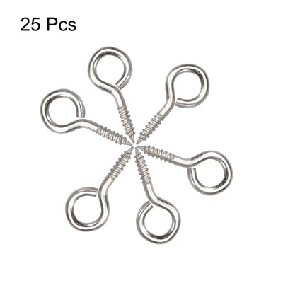 Harfington Small Screw Eye Hooks Self Tapping Screws Carbon Steel Screw-in Hanger Eye-Shape  Hooks 25pcs