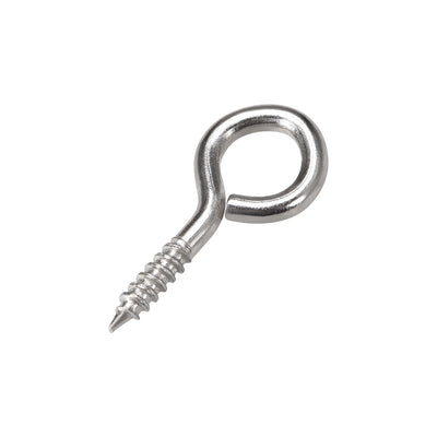 Harfington Small Screw Eye Hooks Self Tapping Screws Carbon Steel Screw-in Hanger Eye-Shape  Hooks 25pcs