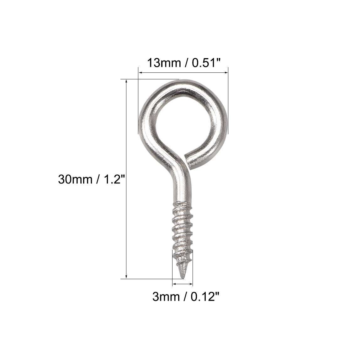Harfington Small Screw Eye Hooks Self Tapping Screws Carbon Steel Screw-in Hanger Eye-Shape  Hooks 25pcs