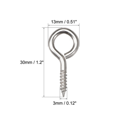 Harfington Small Screw Eye Hooks Self Tapping Screws Carbon Steel Screw-in Hanger Eye-Shape  Hooks 25pcs