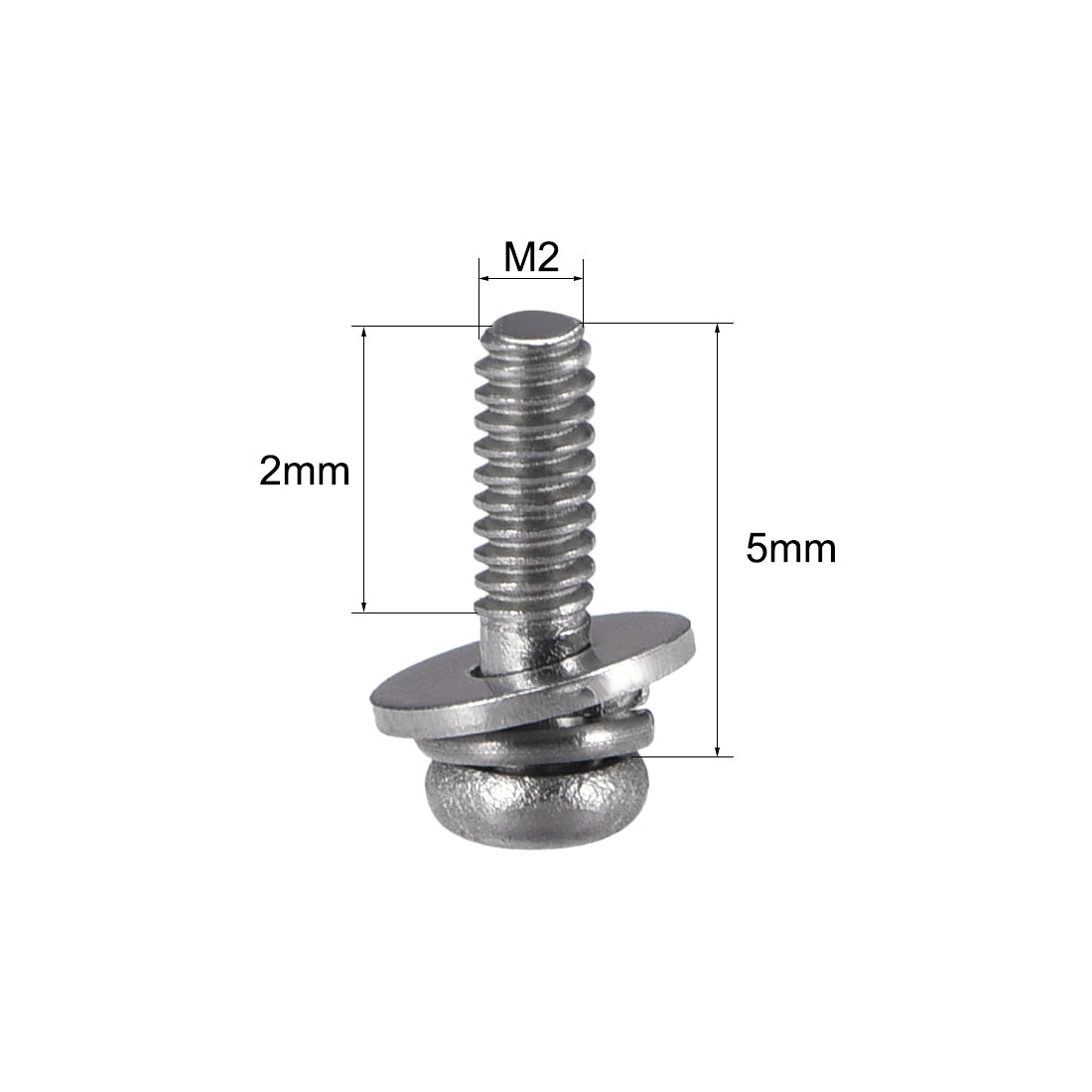 Harfington Stainless Steel Phillips Pan Head Machine Screws Bolts Combine with Spring Washer and Plain Washers 20pcs