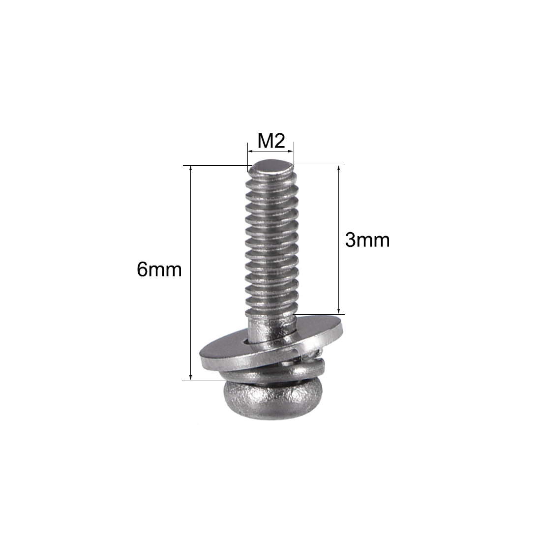 Harfington Stainless Steel Phillips Pan Head Machine Screws Bolts Combine with Spring Washer and Plain Washers 20pcs
