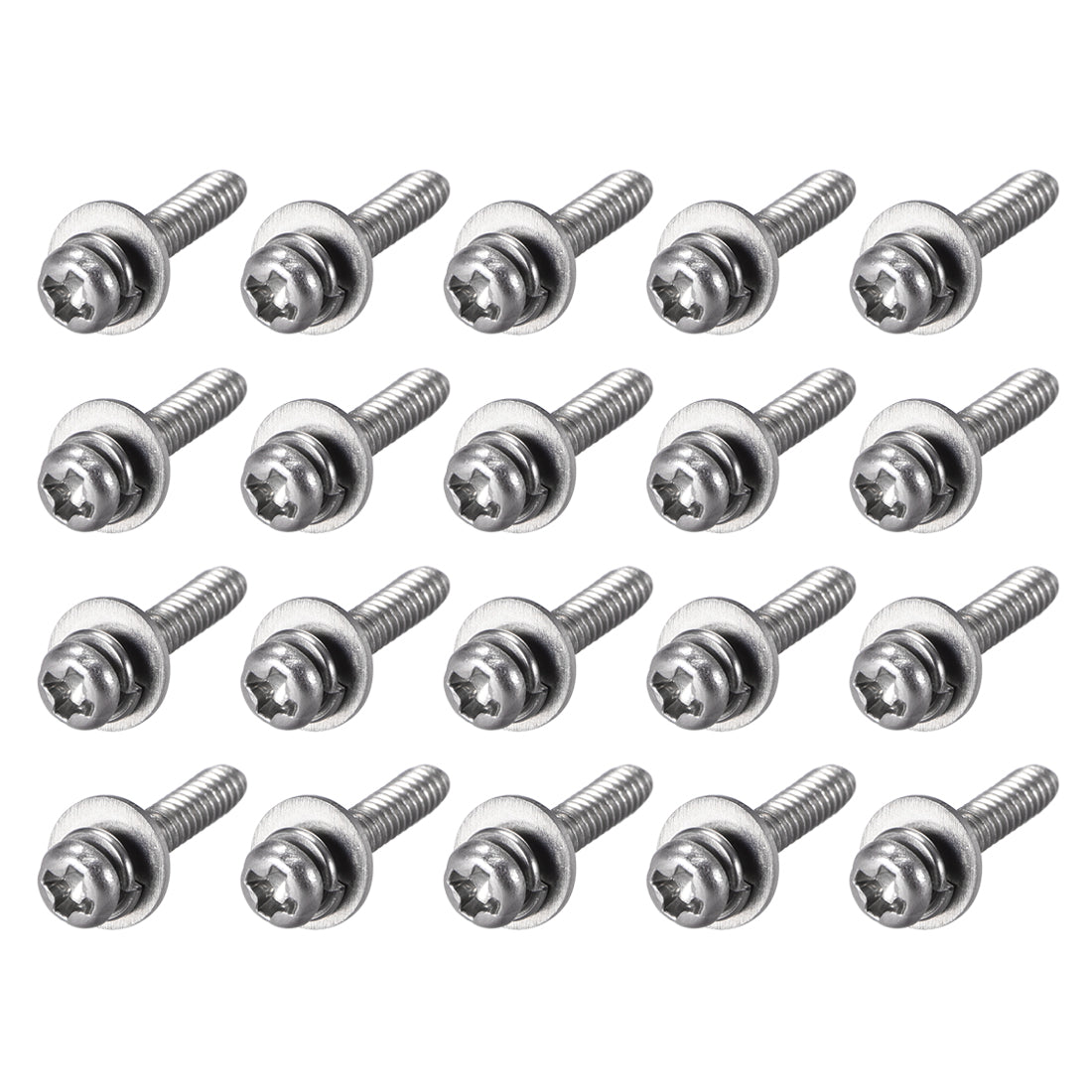Harfington Stainless Steel Phillips Pan Head Machine Screws Bolts Combine with Spring Washer and Plain Washers 20pcs