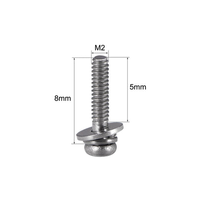 Harfington Stainless Steel Phillips Pan Head Machine Screws Bolts Combine with Spring Washer and Plain Washers 20pcs