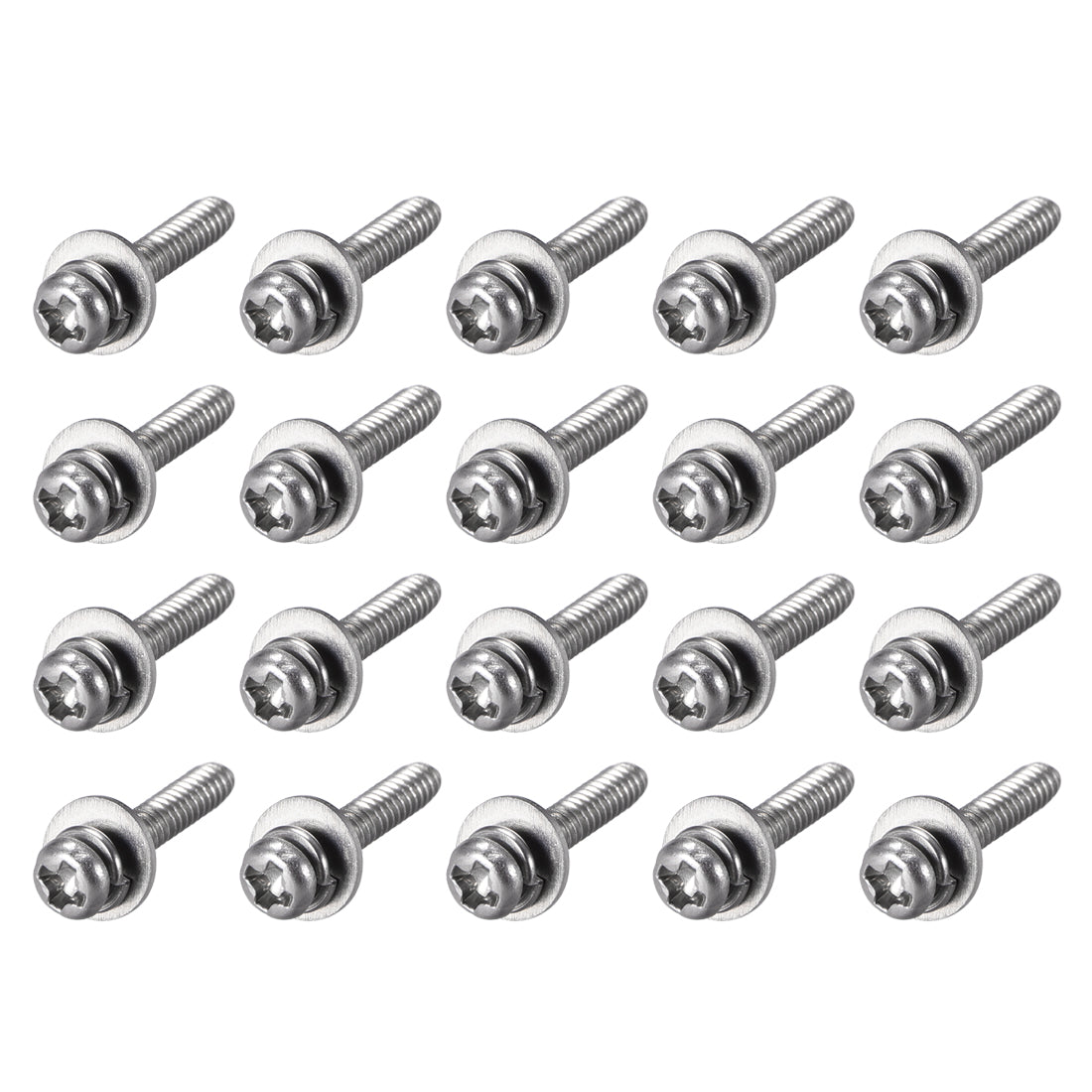 Harfington Stainless Steel Phillips Pan Head Machine Screws Bolts Combine with Spring Washer and Plain Washers 20pcs