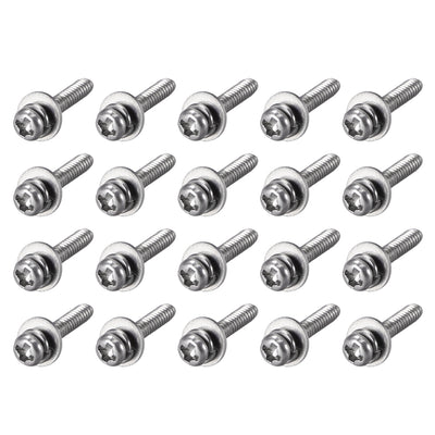 Harfington Stainless Steel Phillips Pan Head Machine Screws Bolts Combine with Spring Washer and Plain Washers 20pcs