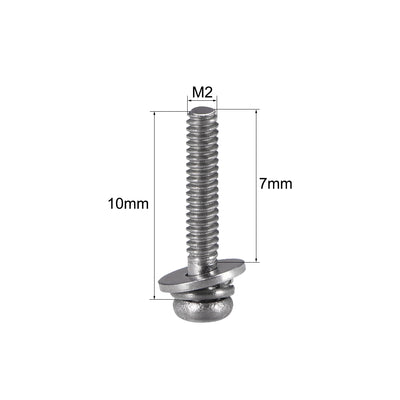 Harfington Stainless Steel Phillips Pan Head Machine Screws Bolts Combine with Spring Washer and Plain Washers 20pcs