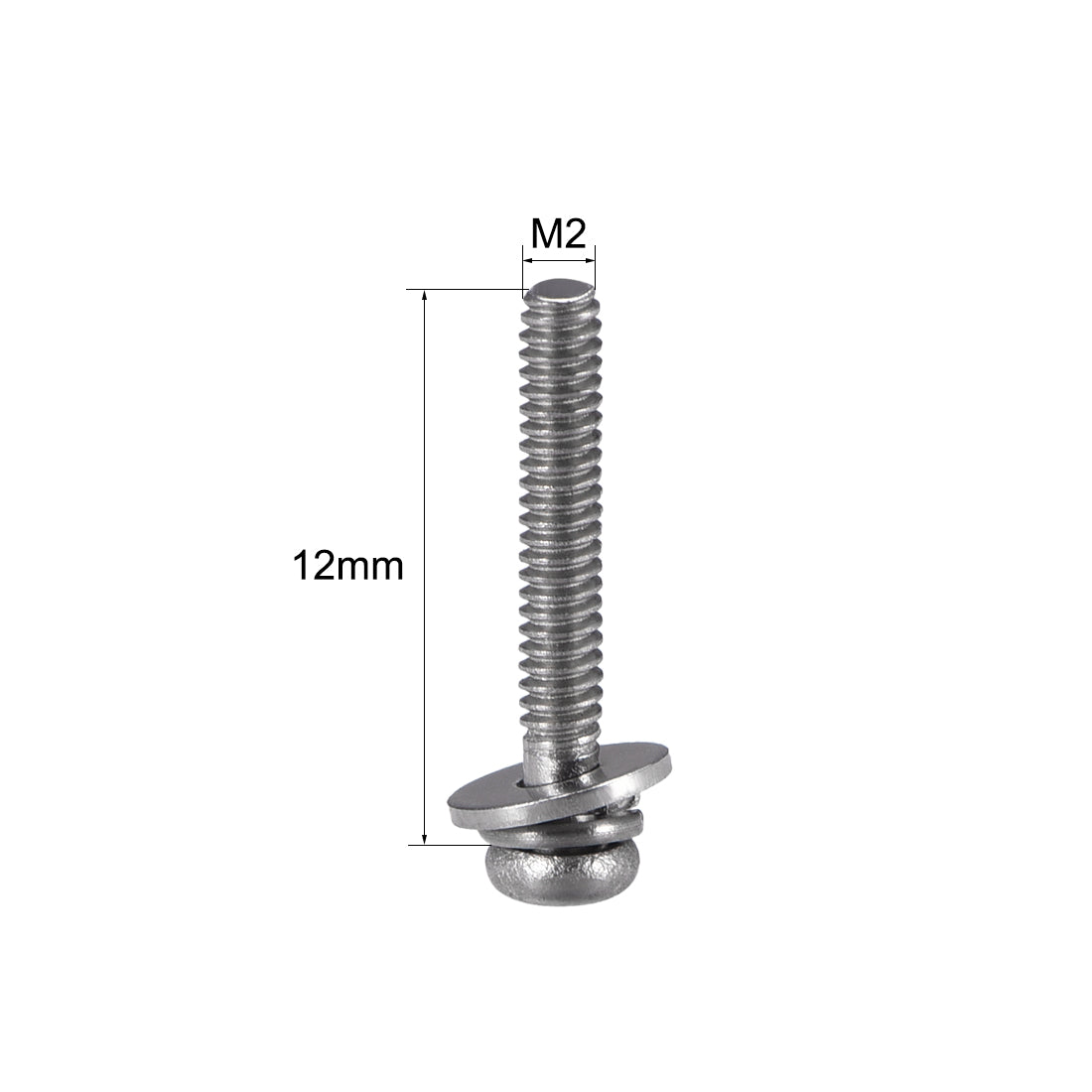 Harfington Stainless Steel Phillips Pan Head Machine Screws Bolts Combine with Spring Washer and Plain Washers 20pcs