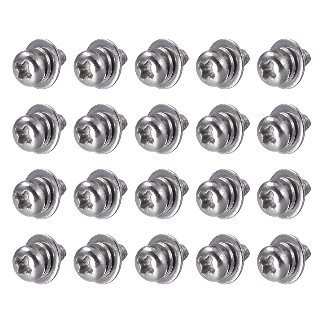 Harfington Stainless Steel Phillips Pan Head Machine Screws Bolts Combine with Spring Washer and Plain Washers 20pcs