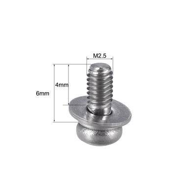 Harfington Stainless Steel Phillips Pan Head Machine Screws Bolts Combine with Spring Washer and Plain Washers 20pcs
