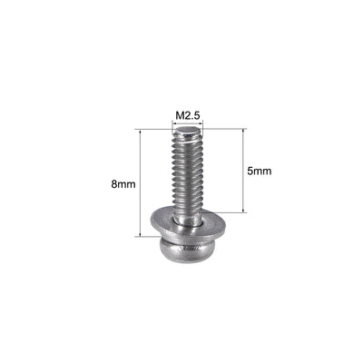 Harfington Stainless Steel Phillips Pan Head Machine Screws Bolts Combine with Spring Washer and Plain Washers 20pcs