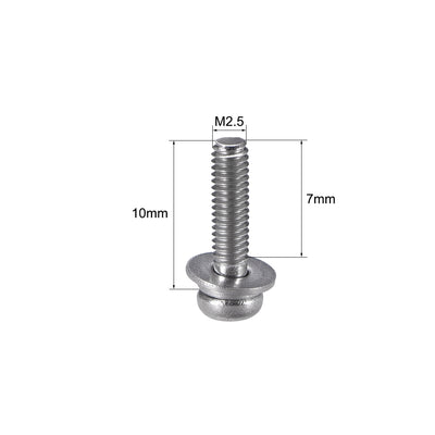 Harfington Stainless Steel Phillips Pan Head Machine Screws Bolts Combine with Spring Washer and Plain Washers 20pcs