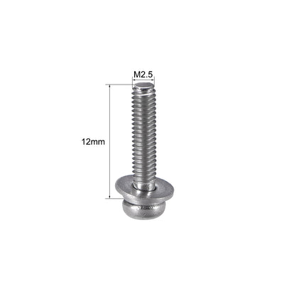 Harfington Stainless Steel Phillips Pan Head Machine Screws Bolts Combine with Spring Washer and Plain Washers 20pcs