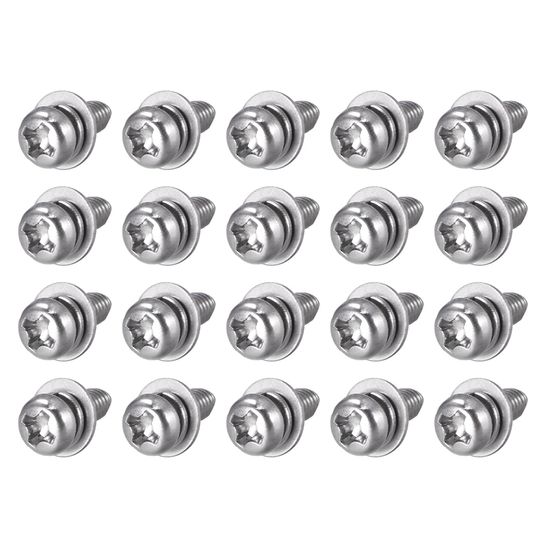 Harfington Phillips Pan Head Screws Bolts Combine w Spring Washer and Plain Washers 20pcs