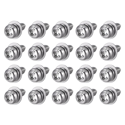 Harfington Phillips Pan Head Screws Bolts Combine w Spring Washer and Plain Washers 20pcs