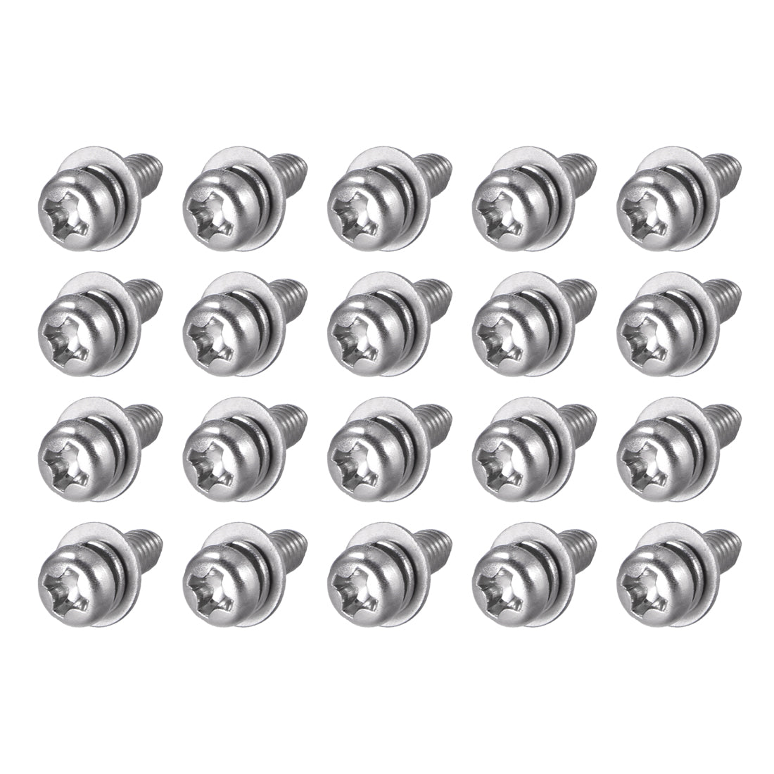 Harfington Phillips Pan Head Screws Bolts Combine w Spring Washer and Plain Washers 20pcs