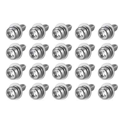 Harfington Phillips Pan Head Screws Bolts Combine w Spring Washer and Plain Washers 20pcs