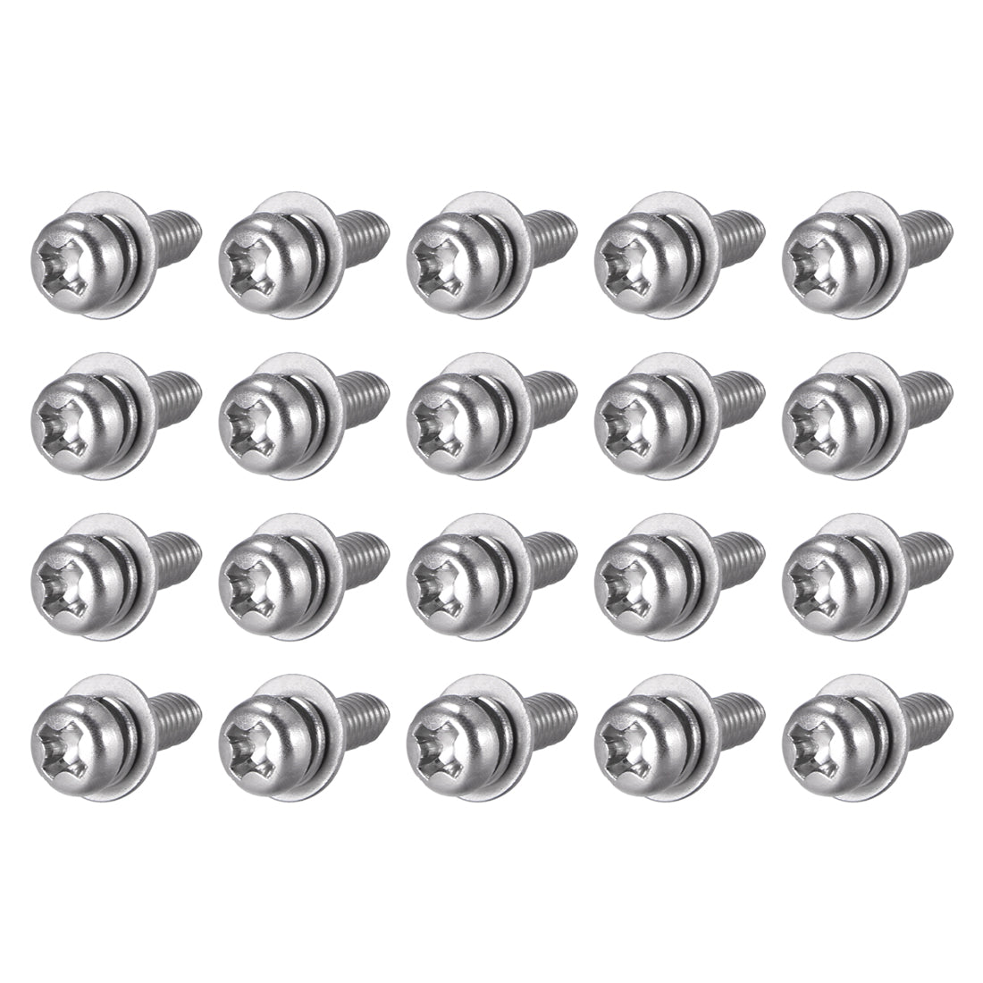 Harfington Phillips Pan Head Screws Bolts Combine w Spring Washer and Plain Washers 20pcs