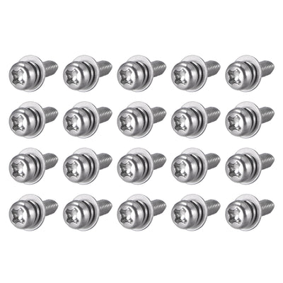 Harfington Phillips Pan Head Screws Bolts Combine w Spring Washer and Plain Washers 20pcs