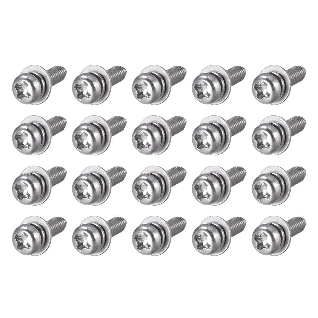 Harfington Phillips Pan Head Screws Bolts Combine w Spring Washer and Plain Washers 20pcs