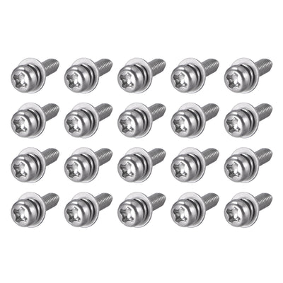 Harfington Phillips Pan Head Screws Bolts Combine w Spring Washer and Plain Washers 20pcs