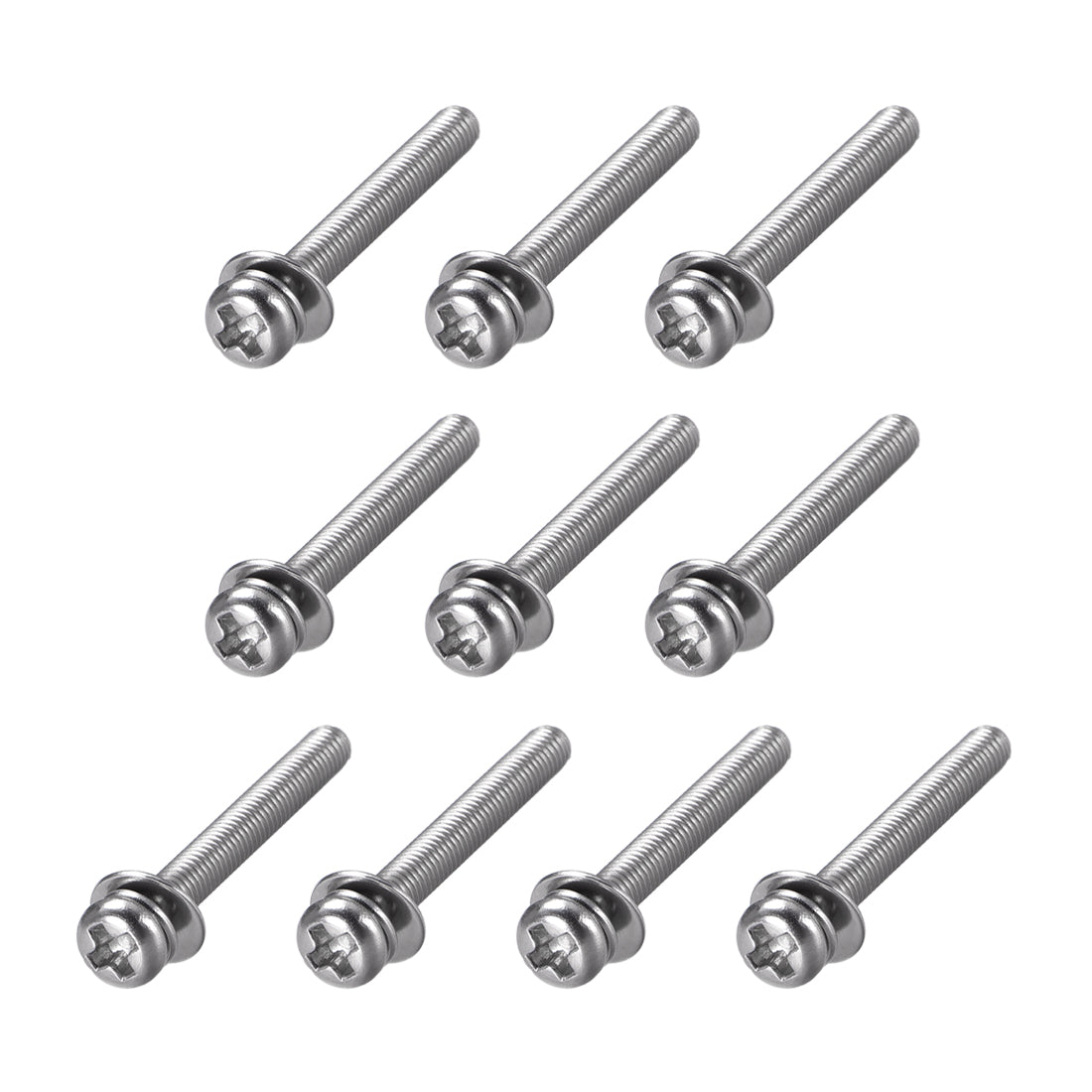 Harfington Phillips Pan Head Machine Screws Bolts Combine with Spring Washer and Plain Washers 10pcs