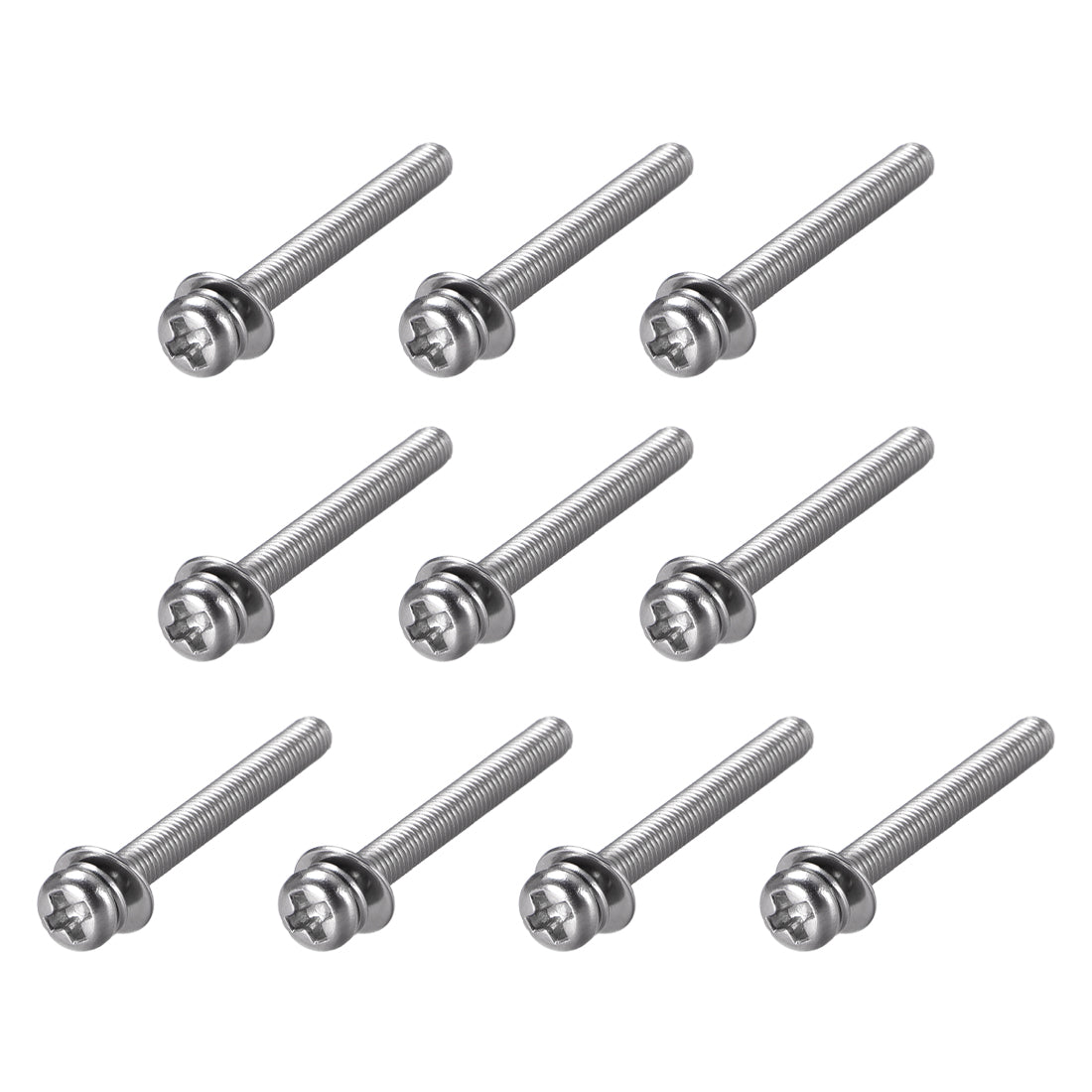 Harfington Phillips Pan Head Machine Screws Bolts Combine with Spring Washer and Plain Washers 10pcs