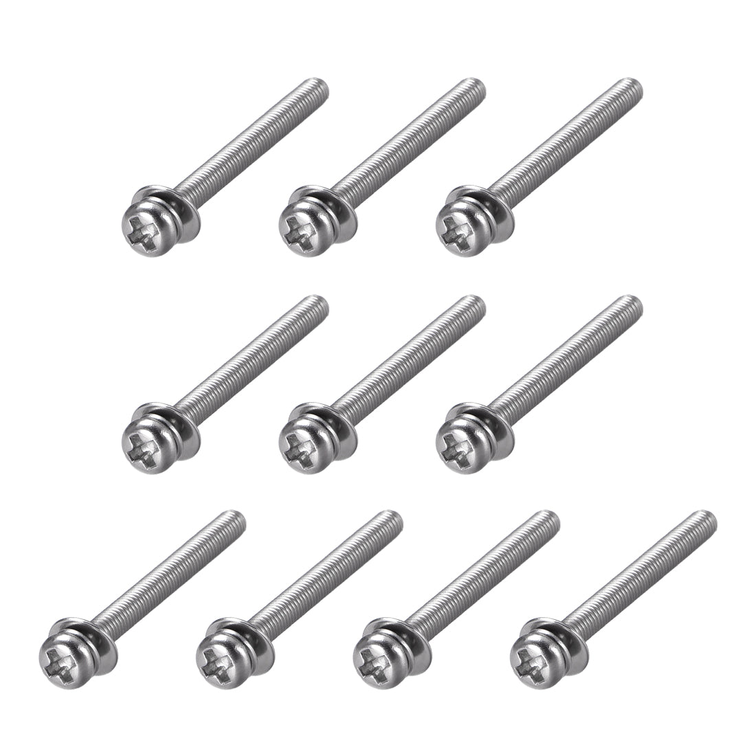 Harfington Phillips Pan Head Machine Screws Bolts Combine with Spring Washer and Plain Washers 10pcs