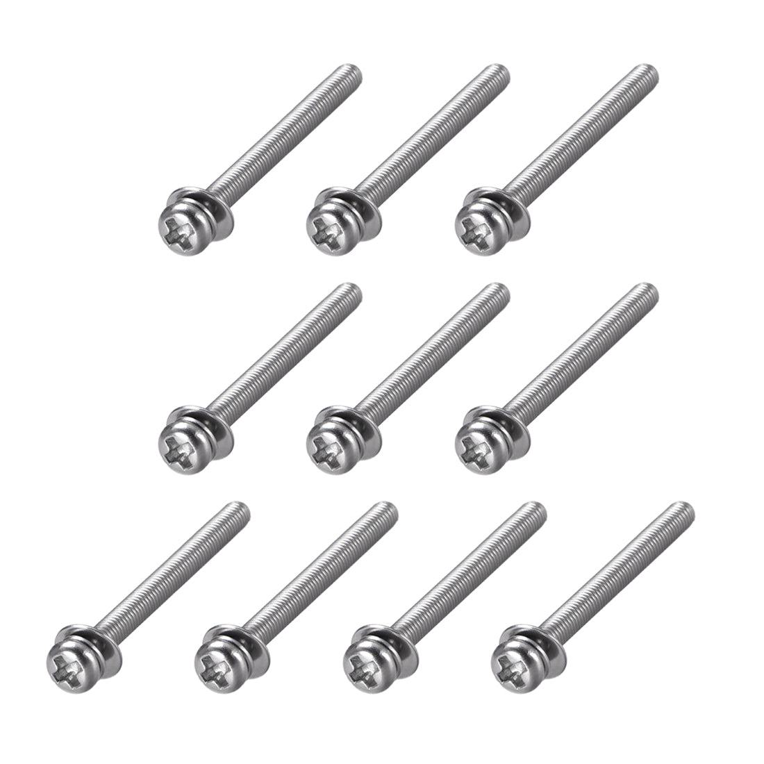 Harfington Phillips Pan Head Machine Screws Bolts Combine with Spring Washer and Plain Washers 10pcs