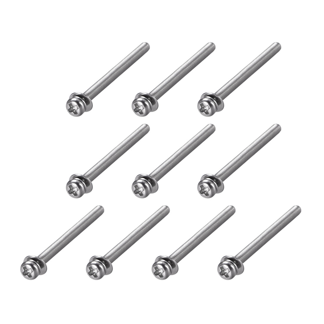 Harfington Phillips Pan Head Machine Screws Bolts Combine with Spring Washer and Plain Washers 10pcs