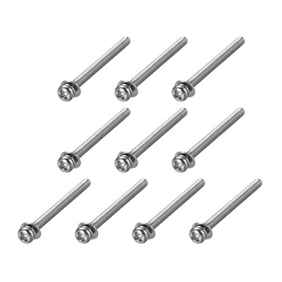 Harfington Phillips Pan Head Machine Screws Bolts Combine with Spring Washer and Plain Washers 10pcs
