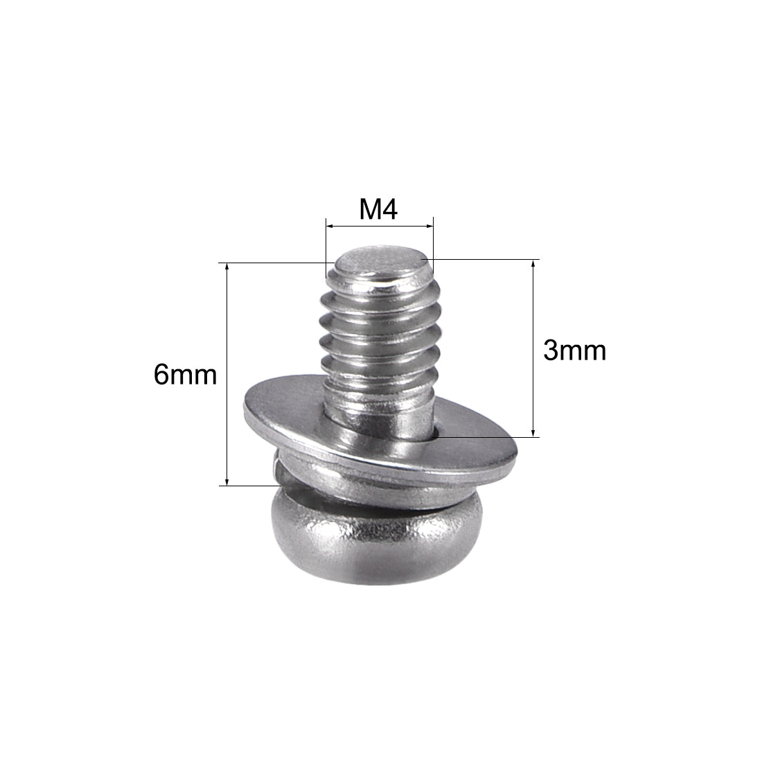 Harfington Phillips Pan Head Machine Screws Bolts Combine with Spring Washer and Plain Washers 10pcs