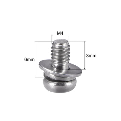 Harfington Phillips Pan Head Machine Screws Bolts Combine with Spring Washer and Plain Washers 10pcs