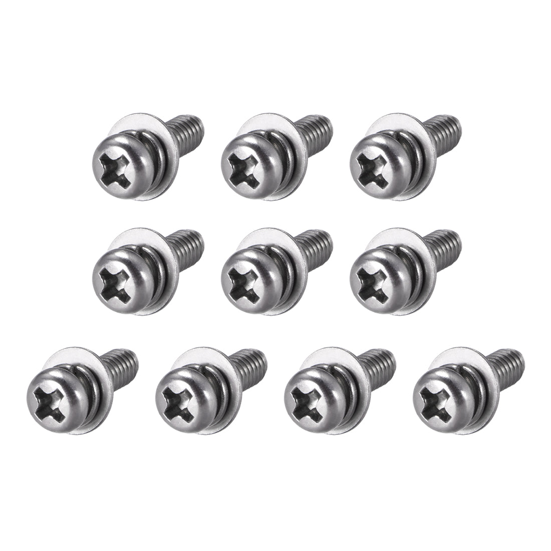 Harfington Phillips Pan Head Machine Screws Bolts Combine with Spring Washer and Plain Washers 10pcs