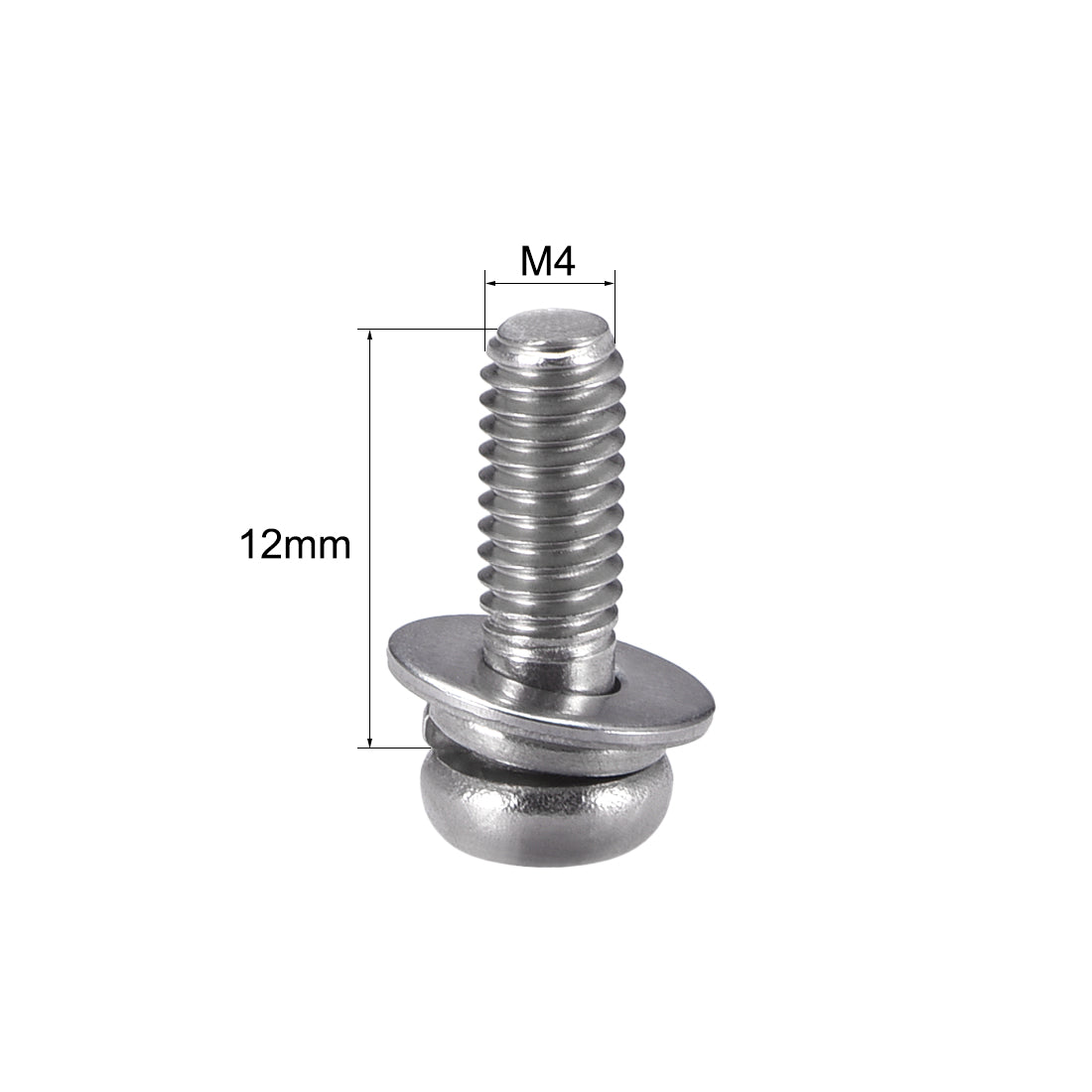 Harfington Phillips Pan Head Machine Screws Bolts Combine with Spring Washer and Plain Washers 10pcs