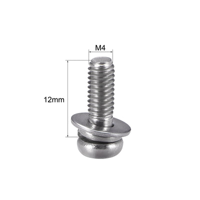 Harfington Phillips Pan Head Machine Screws Bolts Combine with Spring Washer and Plain Washers 10pcs