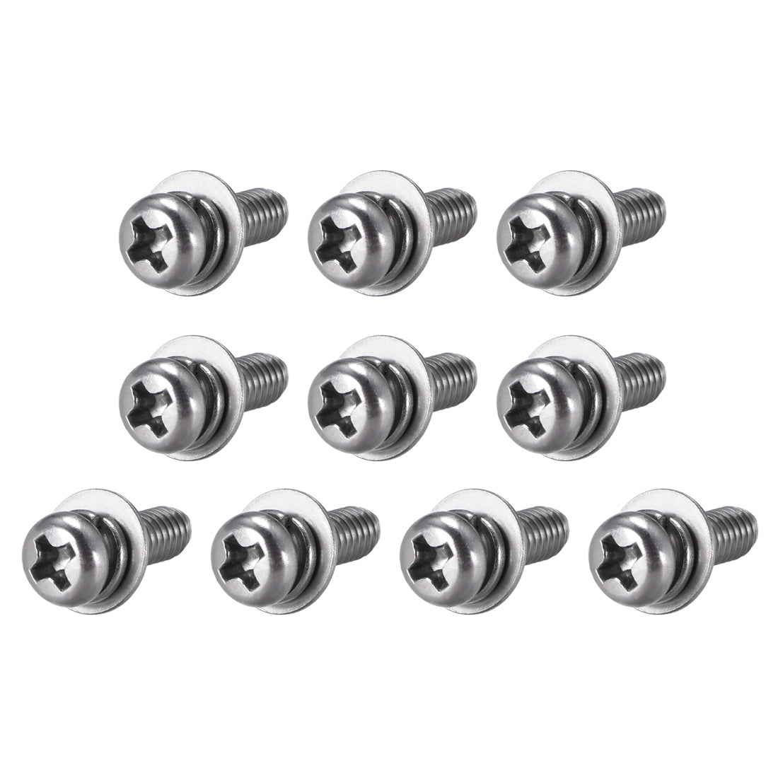 Harfington Phillips Pan Head Machine Screws Bolts Combine with Spring Washer and Plain Washers 10pcs