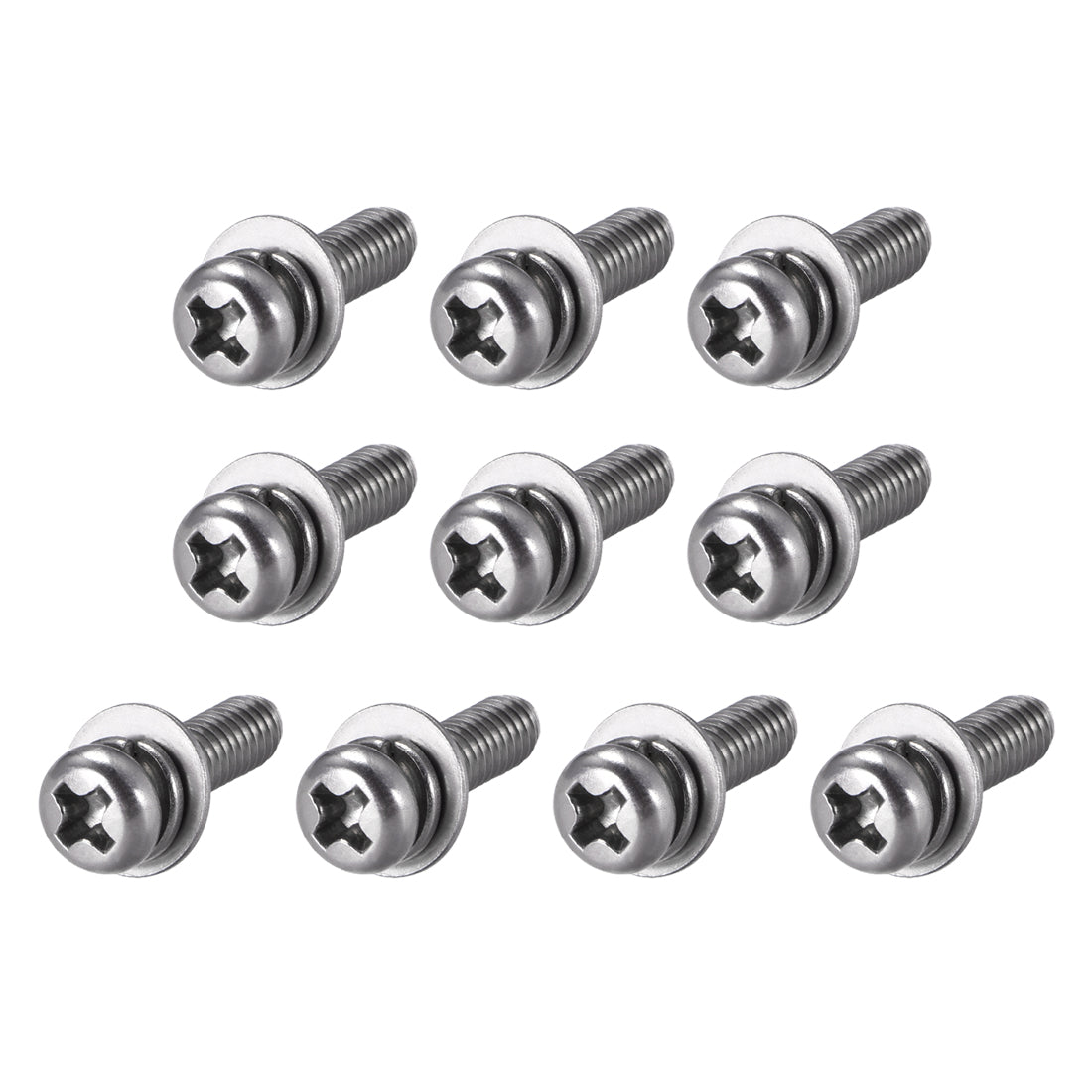 Harfington M4 x 16mm Stainless Steel Phillips Pan Head Machine Screws Bolts Combine with Spring Washer and Plain Washers 10pcs