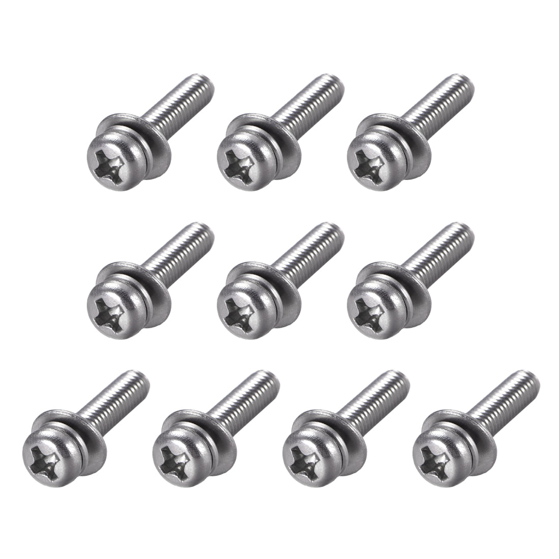 Harfington Phillips Pan Head Machine Screws Bolts Combine with Spring Washer and Plain Washers 10pcs