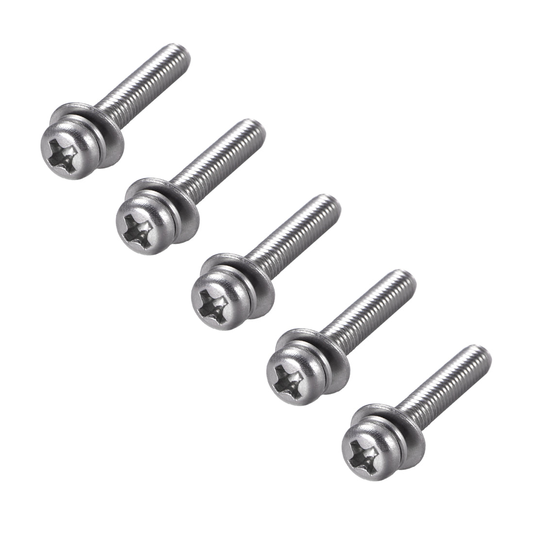Harfington Phillips Pan Head Machine Screws Bolts with Spring Washer and Plain Washers 5pcs
