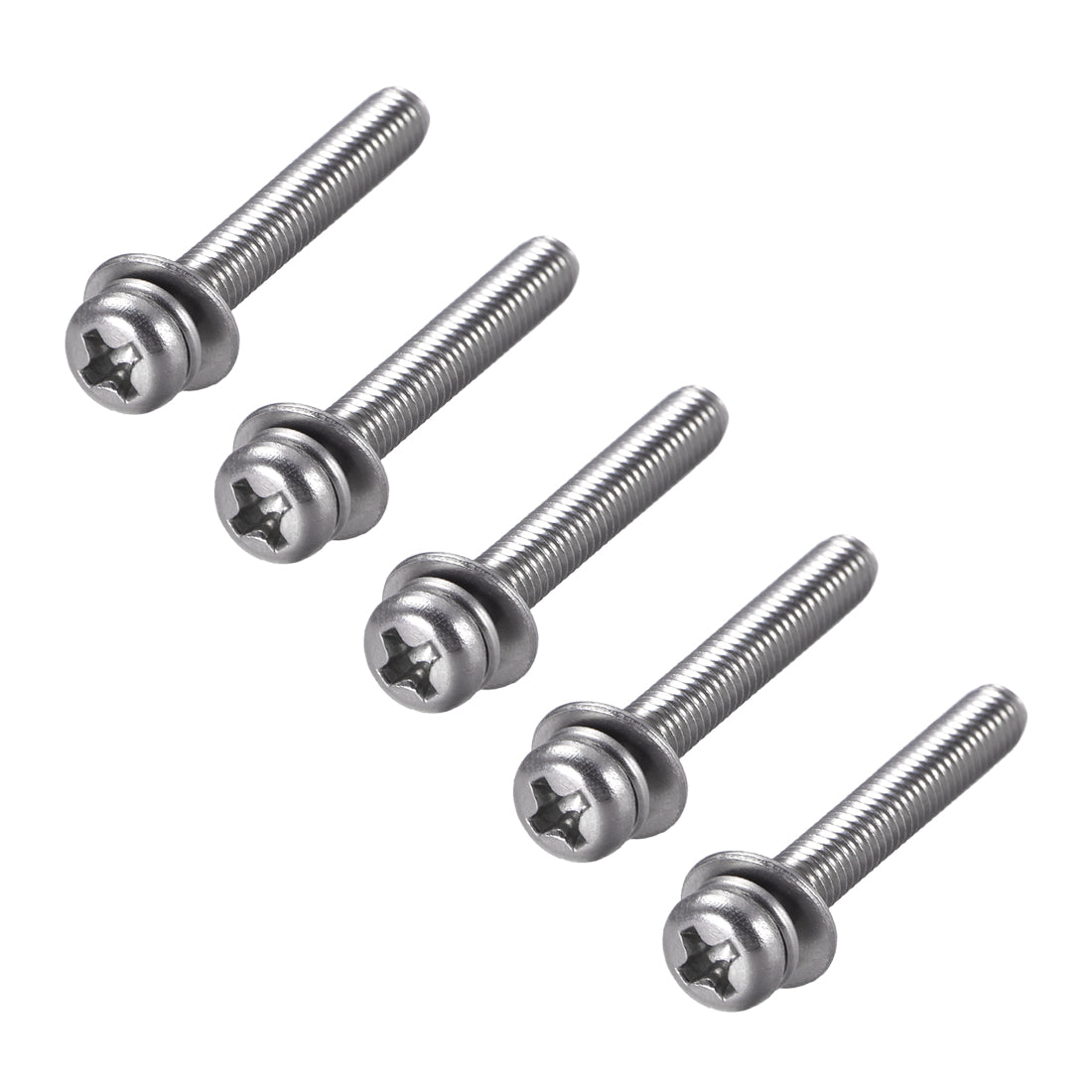 Harfington Phillips Pan Head Machine Screws Bolts with Spring Washer and Plain Washers 5pcs