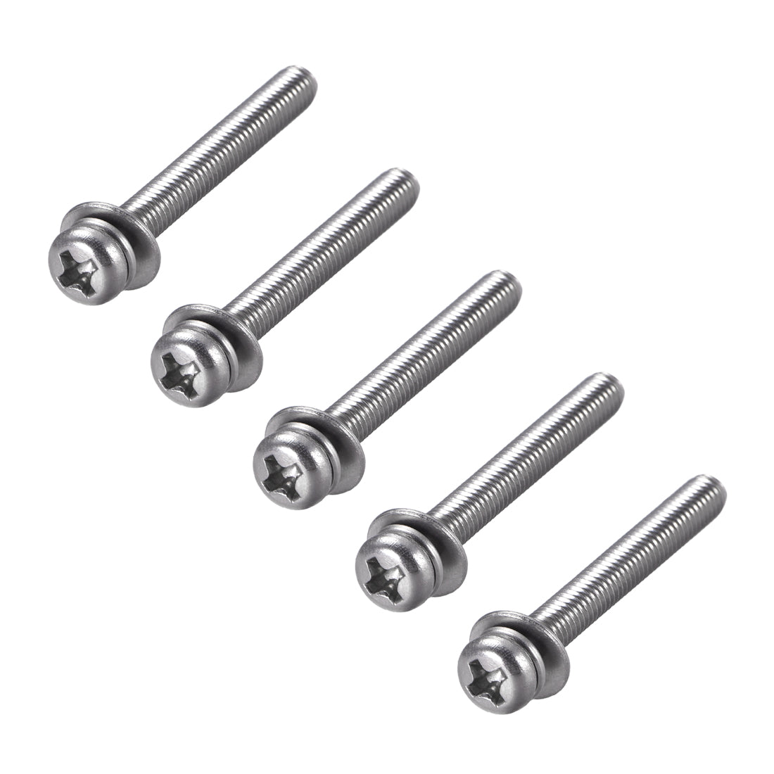 Harfington Phillips Pan Head Machine Screws Bolts with Spring Washer and Plain Washers 5pcs