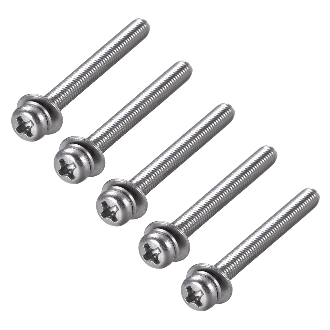 Harfington Phillips Pan Head Machine Screws Bolts with Spring Washer and Plain Washers 5pcs