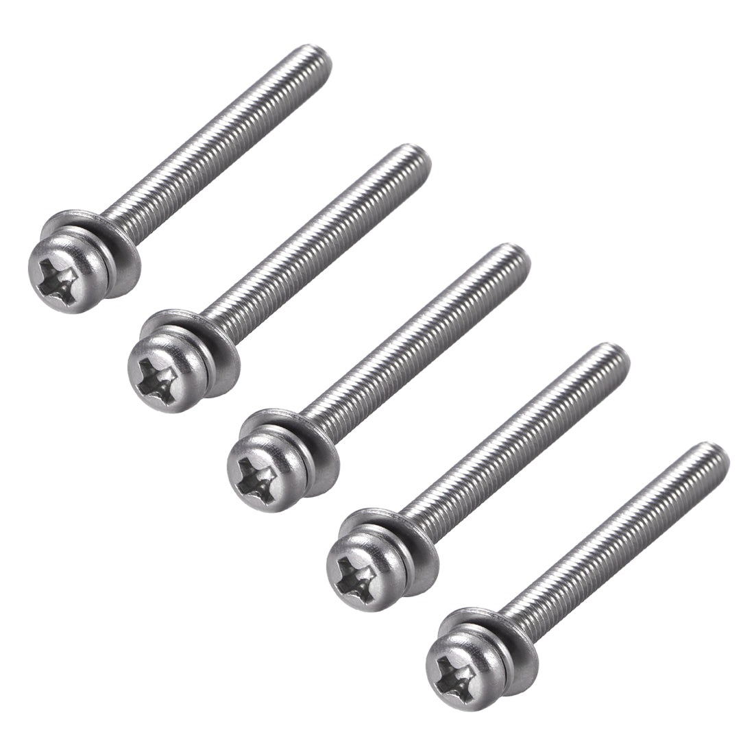 Harfington Phillips Pan Head Machine Screws Bolts with Spring Washer and Plain Washers 5pcs