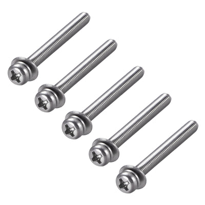 Harfington Phillips Pan Head Machine Screws Bolts with Spring Washer and Plain Washers 5pcs