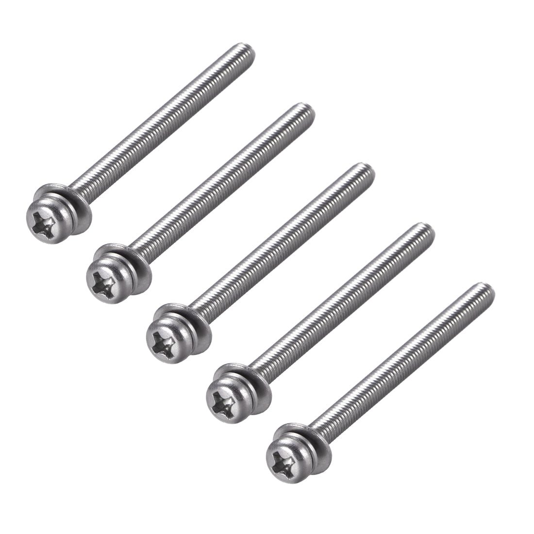 Harfington Phillips Pan Head Machine Screws Bolts with Spring Washer and Plain Washers 5pcs