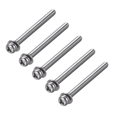 Harfington Phillips Pan Head Machine Screws Bolts with Spring Washer and Plain Washers 5pcs