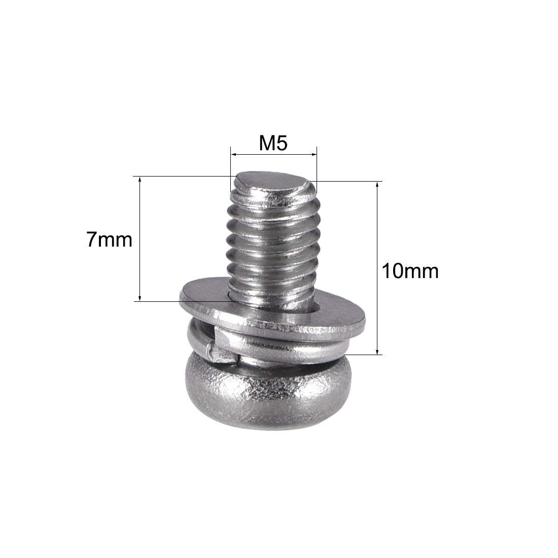 Harfington Phillips Pan Head Machine Screws Bolts w Spring Washer and Plain Washers, 5pcs