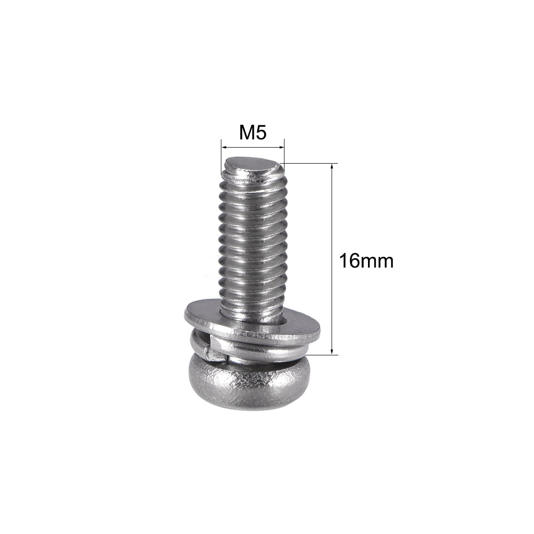 Harfington Phillips Pan Head Machine Screws Bolts w Spring Washer and Plain Washers, 5pcs